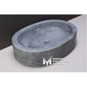 Gray Marble Oval Rectangular Sink