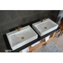 Gray White Marble Square Sink - With Faucet Outlet