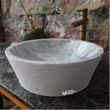 Gray White Marble Scratched Outside Washbasin