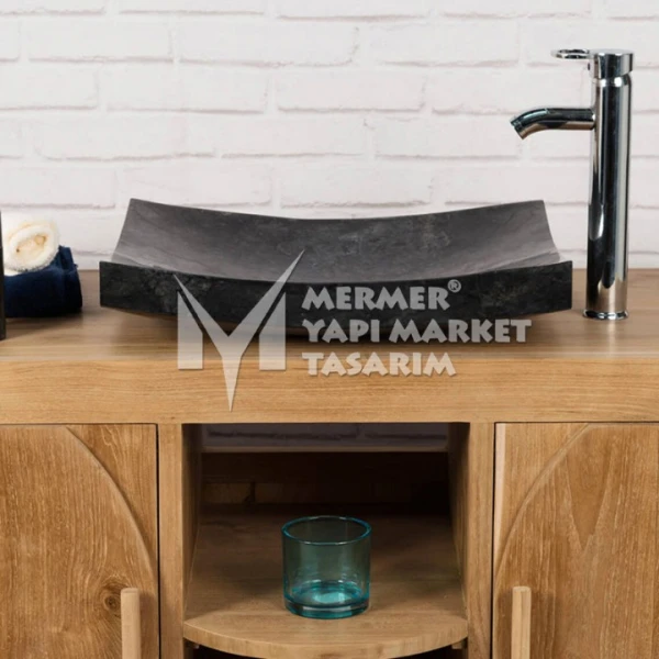 Akşehir Siyah Yaprak Model Mermer Lavabo