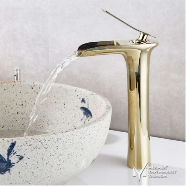Gold Plated Tall Waterfall Faucet