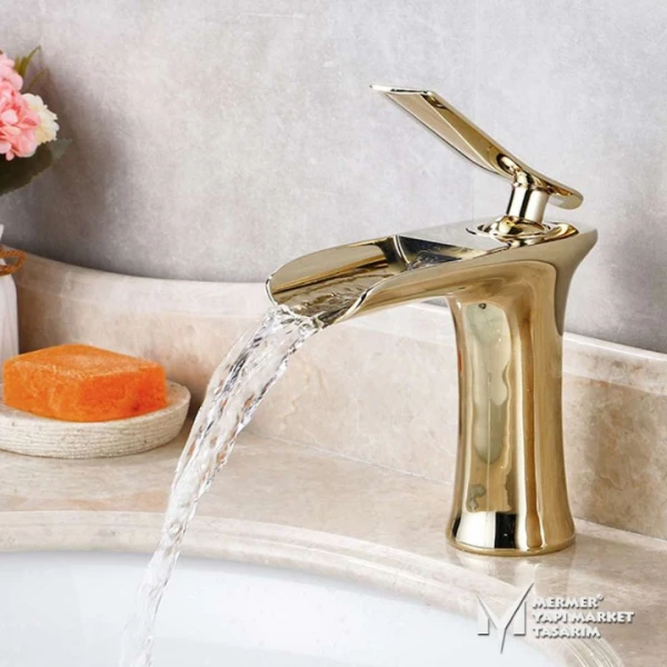 Gold Color Short Waterfall Faucet