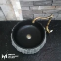 Basalt Black Split Face Outside Wheel Washbasin