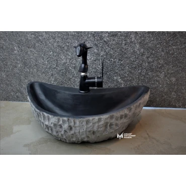 Basalt Black Moon Design Split Face Washbasin