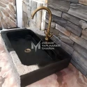 Basalt Black Vertical Split Face Design Sink - With Faucet Outlet