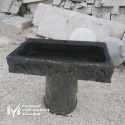 Basalt Black Polished Split Face Rectangular Washbasin