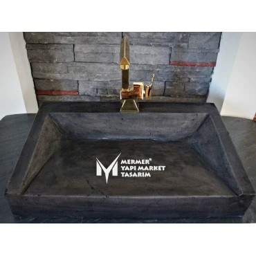 Basalt Black Hidden Drain Rectangular Sink