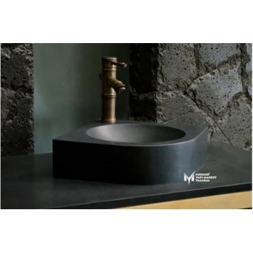 Basalt Black Cat Eye Washbasin-With Faucet Outlet