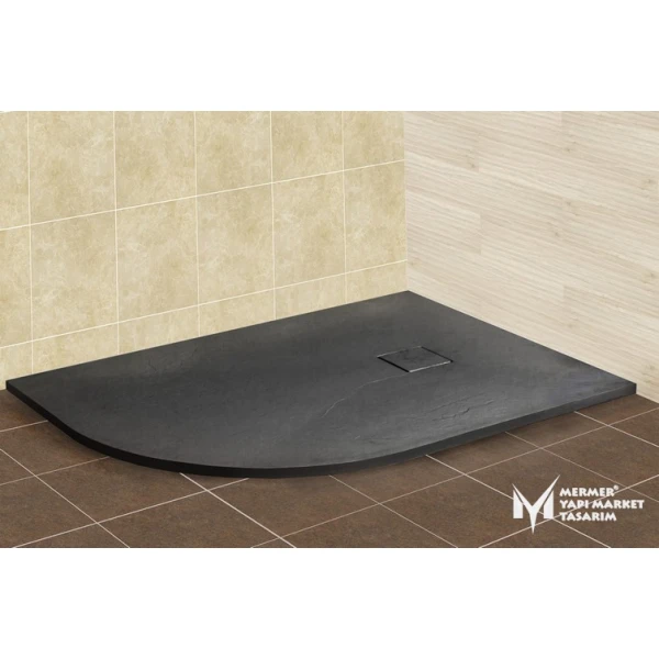 Basalt Black Flat Design Corner Shower Tray