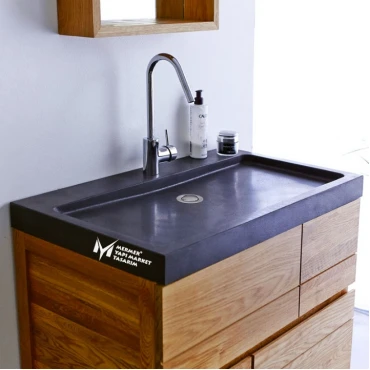 Basalt Black One Piece Sink - With Faucet Outlet