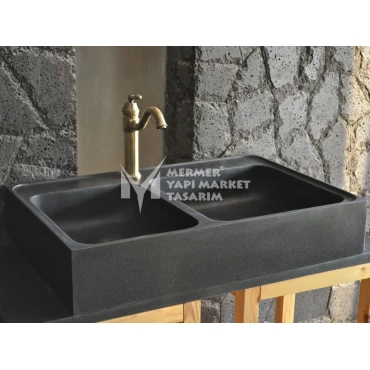 Basalt Black Double Bowl Kitchen Sink