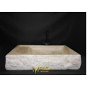 Travertine Split Sink with Soap Dispenser