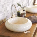 Beige Marble Curved Washbasin