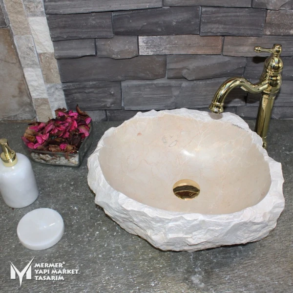 Beige Marble Naturel Design Washbasin