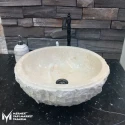 Beige Marble Vertical Split Face Bowl Washbasin