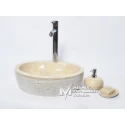Beige Marble Scratch Exterior Oval Washbasin