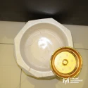 Beige Marble Diamond Cut Round Hammam Sink