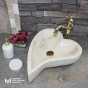 Beige Marble Heart Design Washbasin