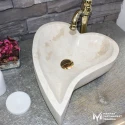 Beige Marble Heart Design Washbasin