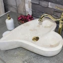 Beige Marble Heart Design Washbasin