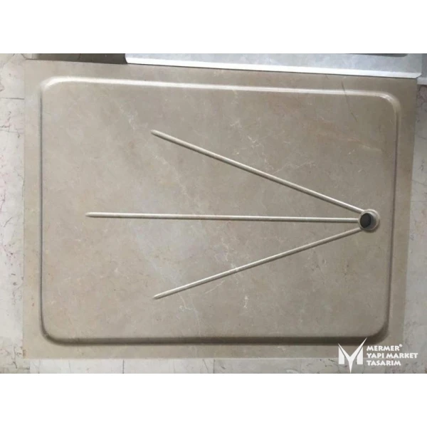 Beige Marble Canal Design Shower Tray