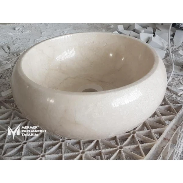 Beige Marble Mini Curved Washbasin