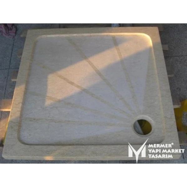 Beige Marble Rough Surface Shower Tray