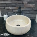 Beige Marble Oval Cylinder Washbasin