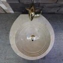 Beige Marble Rome Design Washbasin - With Faucet Outside