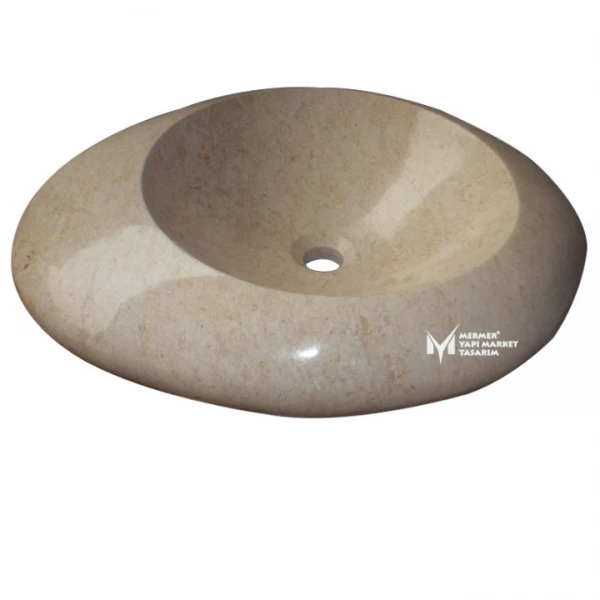 Beige Marble Egg Design Washbasin