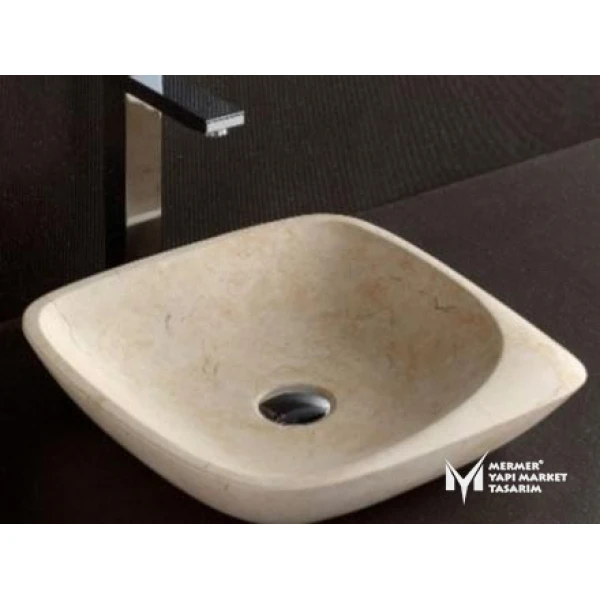 Beige Marble Triangle Design Washbasin