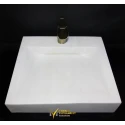 White Marble Square Faucet Outlet and Concealed Drain Basin