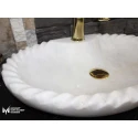 White Marble Antique Design Oval Washbasin