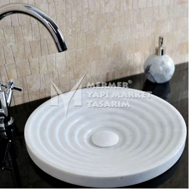 White Marble Stair Design Tray Sink