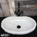 White Marble Vertical Split Design Washbasin