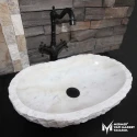White Marble Vertical Split Design Washbasin