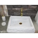 White Marble Outside Curved Square Washbasin