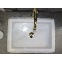 White Marble Outside Curved Square Washbasin