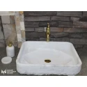 White Marble Eye Design Rectangular Washbasin