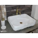 White Marble Eye Design Rectangular Washbasin