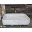 White Marble Eye Design Rectangular Washbasin