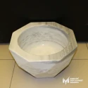 White Marble Diamond Cut Round Hammam Sink