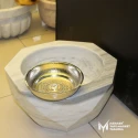 White Marble Diamond Cut Round Hammam Sink