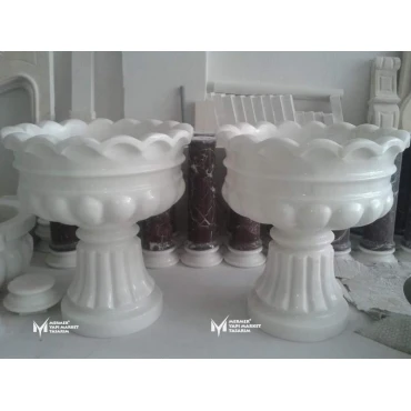 White Marble Frilly Special Design Flower Pot