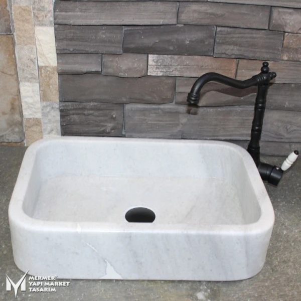 White Marble Square Sink - Outlet