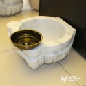 White Marble Layered Design Hammam Sink