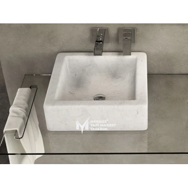 White Marble Cube Sink