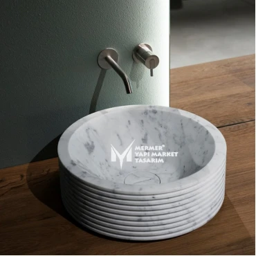White Marble Line Design Roll Washbasin