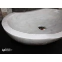 White Marble Boat Protruding Design Washbasin