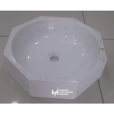 White Marble Octagonal Washbasin